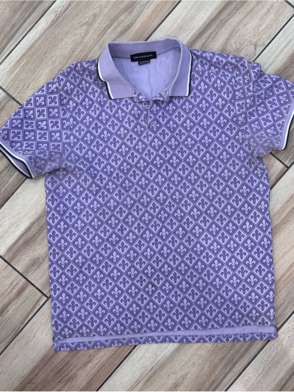 Eleven Paris Lavender Geometric Short-Sleeve Polo
